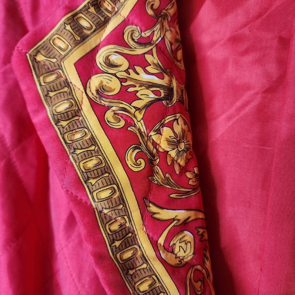 ADAM DOUGLASS Vintage Size 6 1990's Red Quilted Gold Baroque Silk Blazer Jacket - Picture 5 of 12